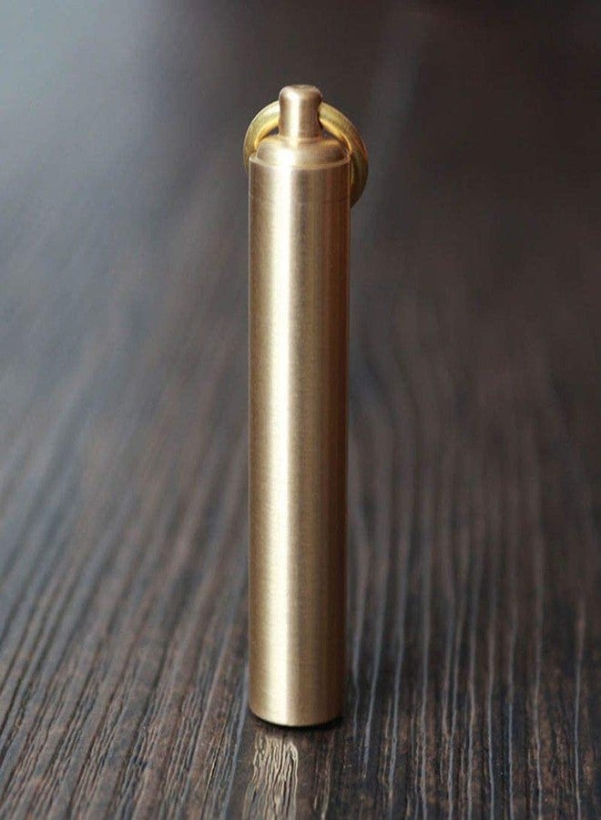 EORTA 2 Pieces Mini Pill Fob Portable Keyring Boxes Waterproof Brass Bottles Medicine Case Dispenser Tablet Container Single Chamber Holder for Travel Outdoor Sports, Golden - Image 5